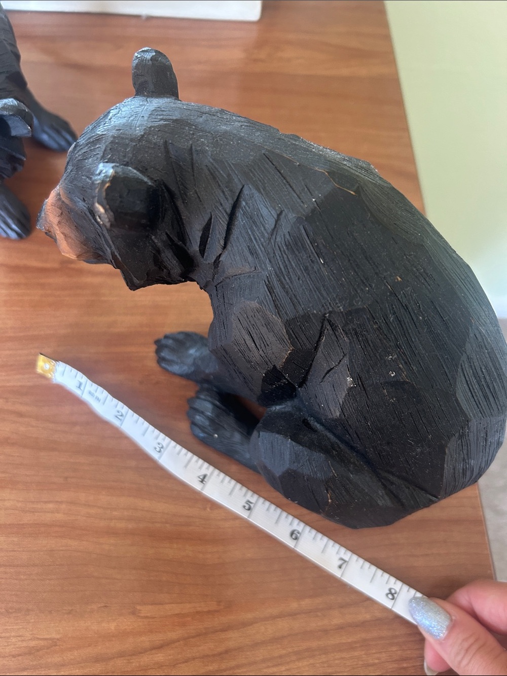 Set of 2 Black Wooden Bear Figurines - Picture 5 of 10